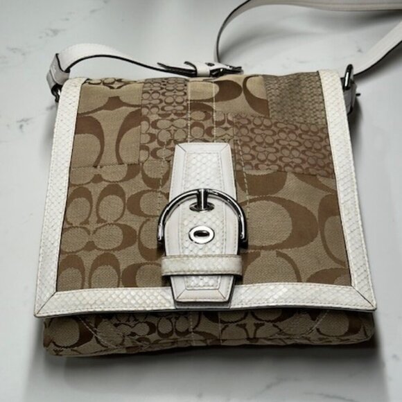 Coach Signature Jacquard Patchwork with Leather & Snake Trim - Picture 8 of 15
